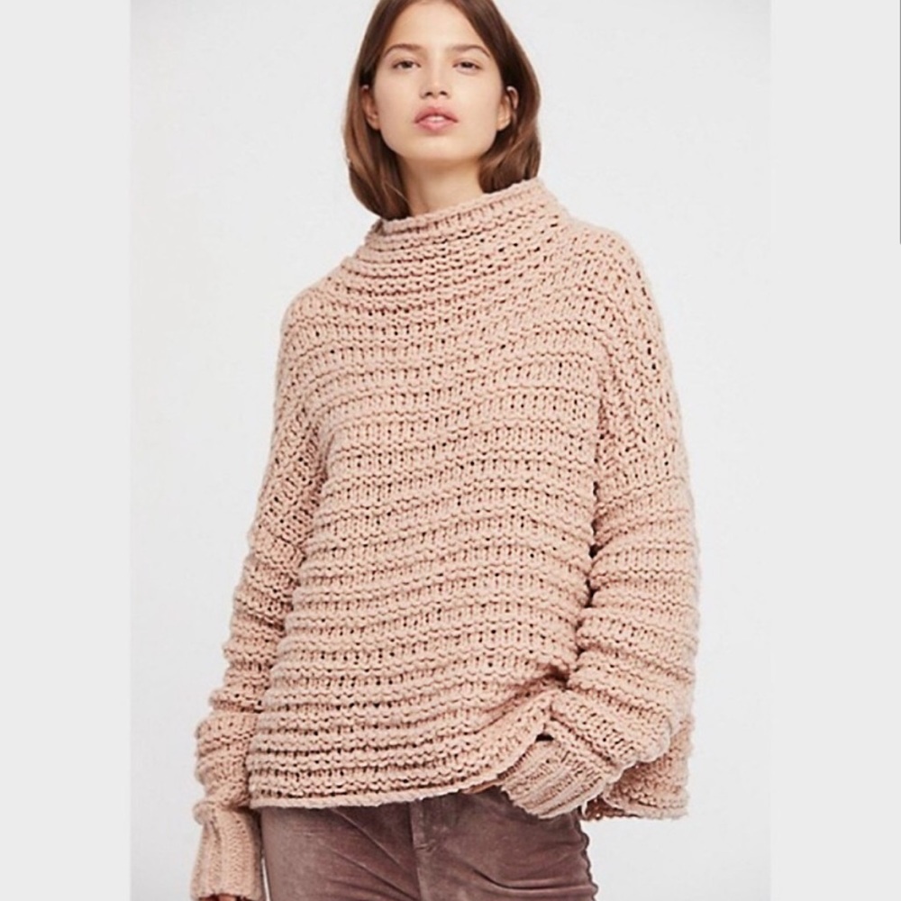 FREE PEOPLE LINKS LINKS CHUNKY MOCK SWEATER
